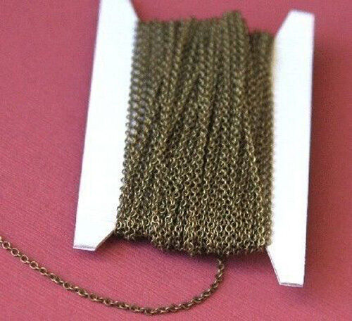 Antiqued Brass round cable chain 2X1.5mm - 32ft Spool