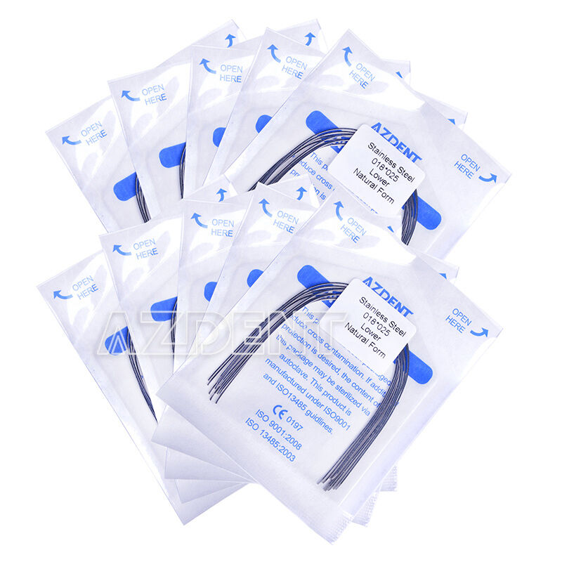 100PKS Dental Ortho Stainless Steel Arch Wires Rectangular Natural AZDENT ALL