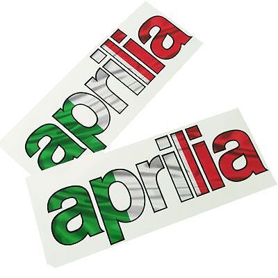 Aprilia Italian flag text Motorcycle graphics  decals x 2PCS MEDIUM SIZE