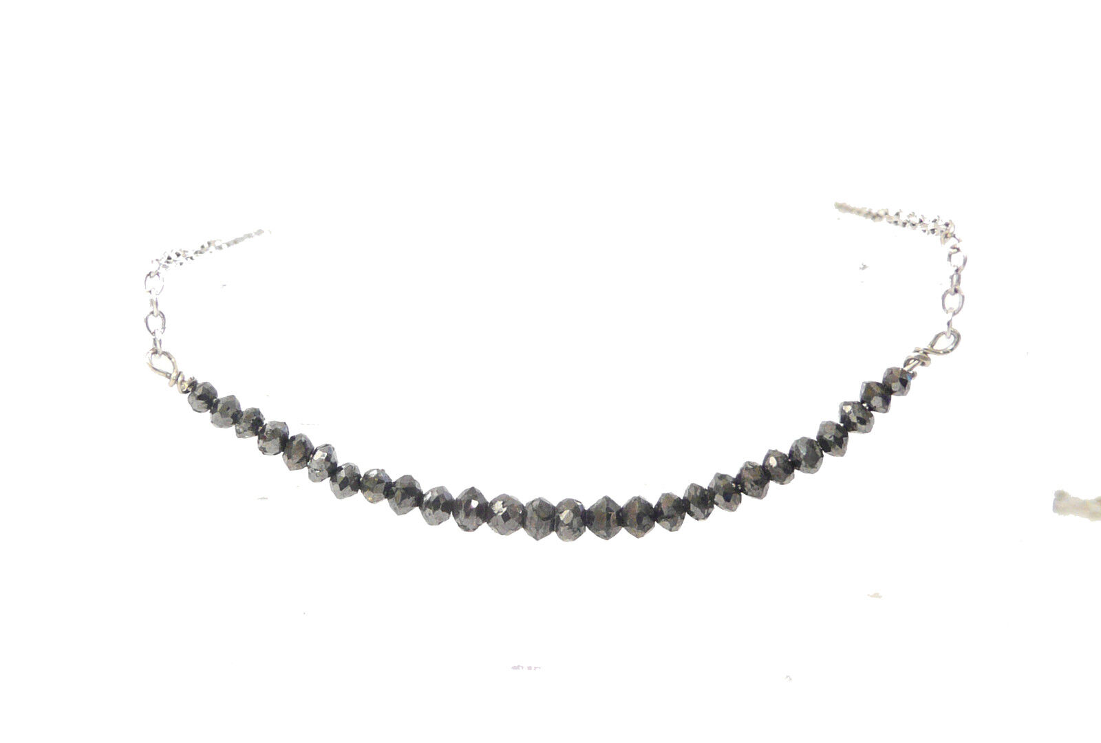 EXTREME QUALITY BLACK DIAMOND NECKLACE 1.40cts SOLID 18K GOLD & PLATINUM 1g 16\