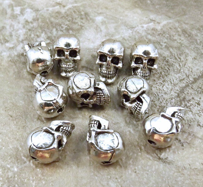 Set of 20 Pewter 5.5 mm SKULL BEADS with Vertical Hole - 1451