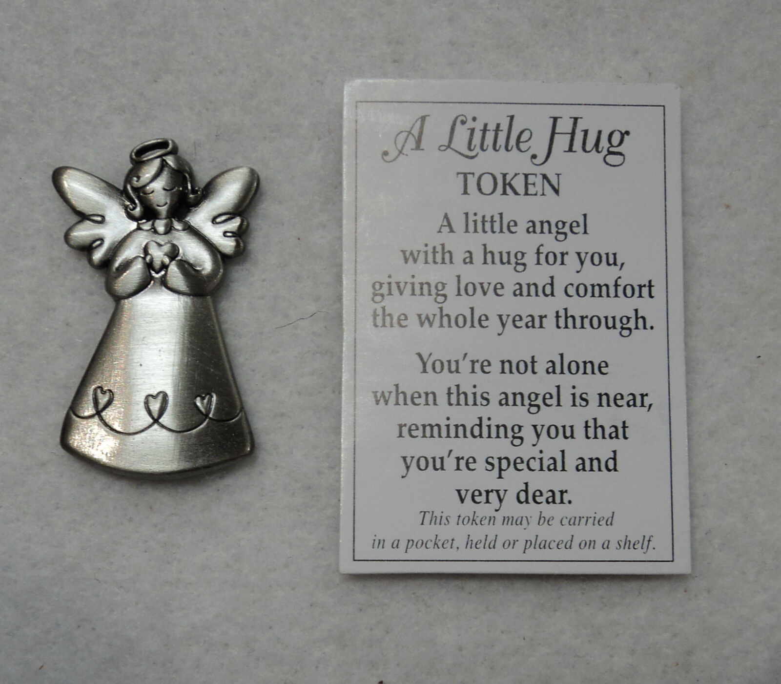 A LITTLE HUG angel CHARM pocket token Good luck love comfort you\'re not alone