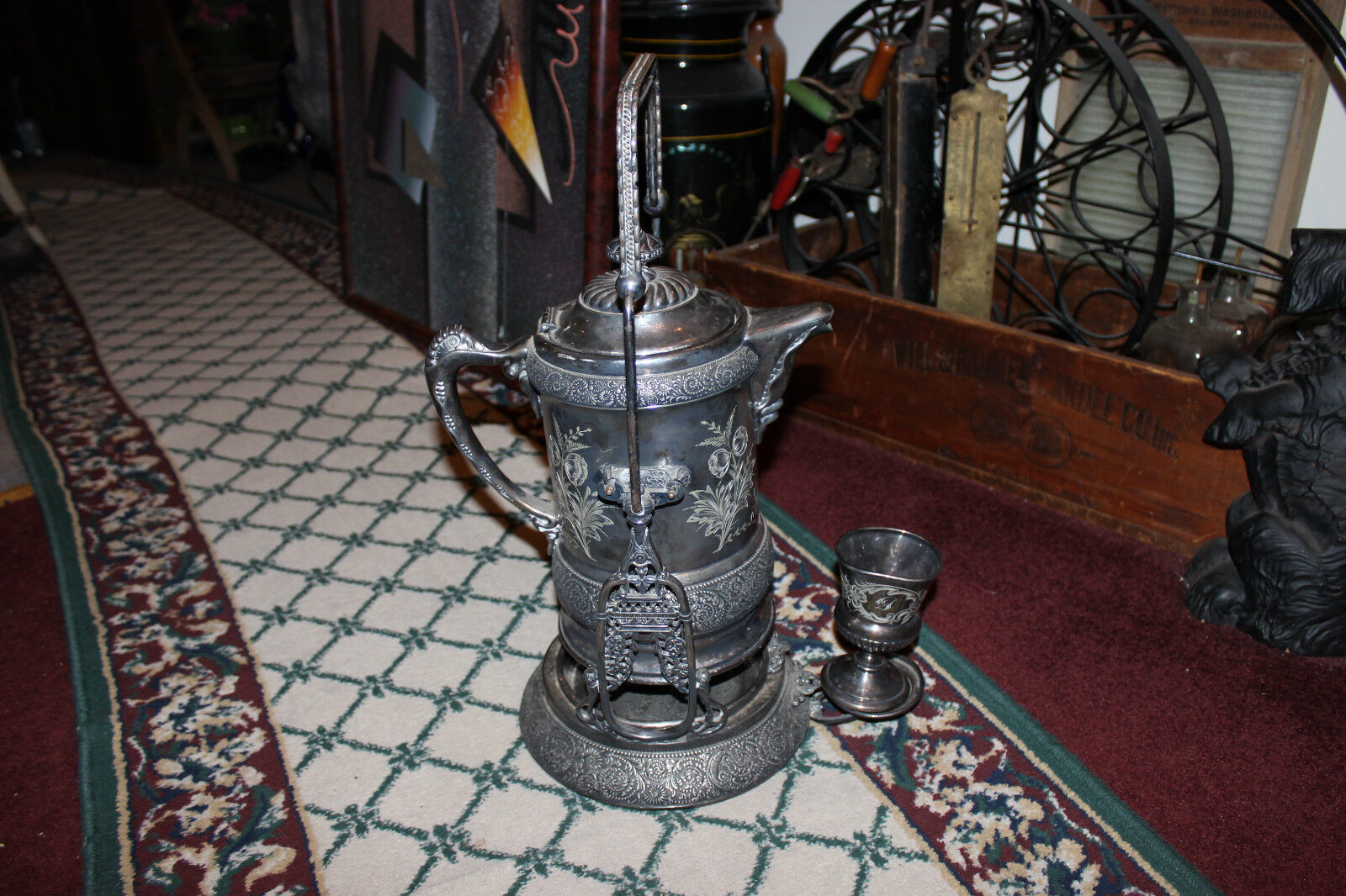 Antique Wilcox Victorian Silver Plated Tilting Water Pitcher-Meridan Conn.-LQQK