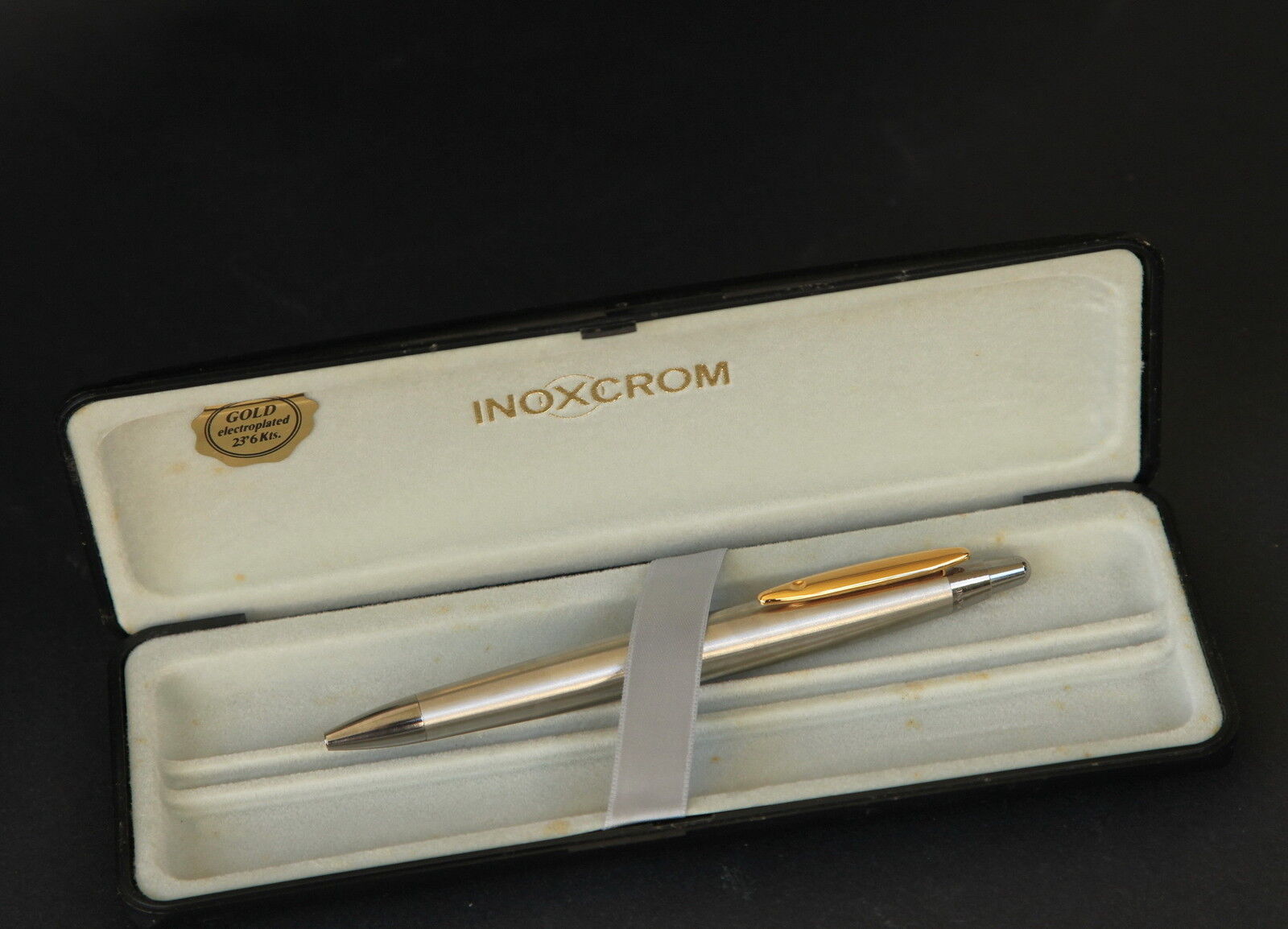 Vintage Inoxcrom gold electroplated 23,6 kt ballpoint pen made in Spain