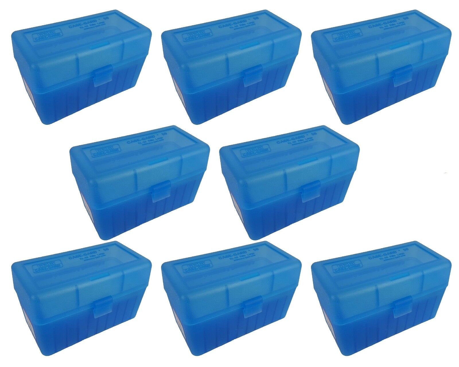 MTM 50 Round Flip-Top 270 Win 280 Rem 30-06 Rifle Ammo Box - Clear Blue (8 Pack)