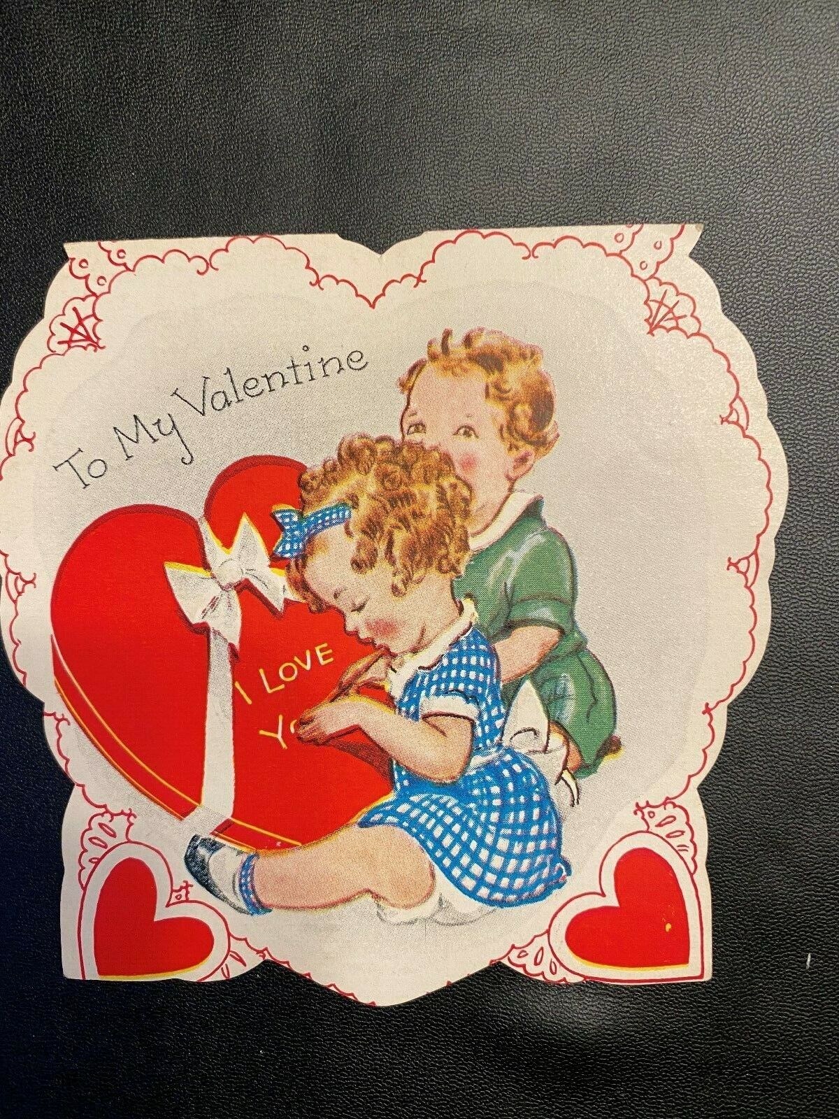 Vintage Valentine Card with 2 Small Kids. Signed by Sender