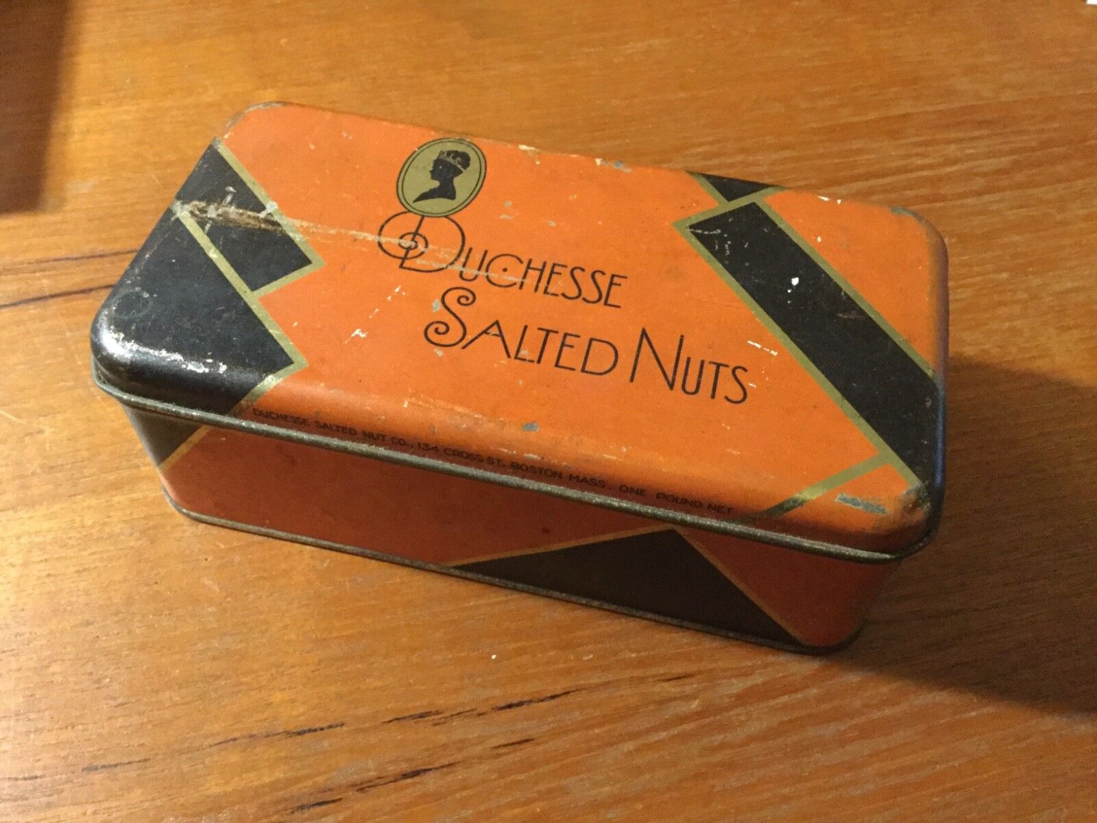 Vintage Duchesse Salted Nuts Boston MA 1930 Advertising Tin Container