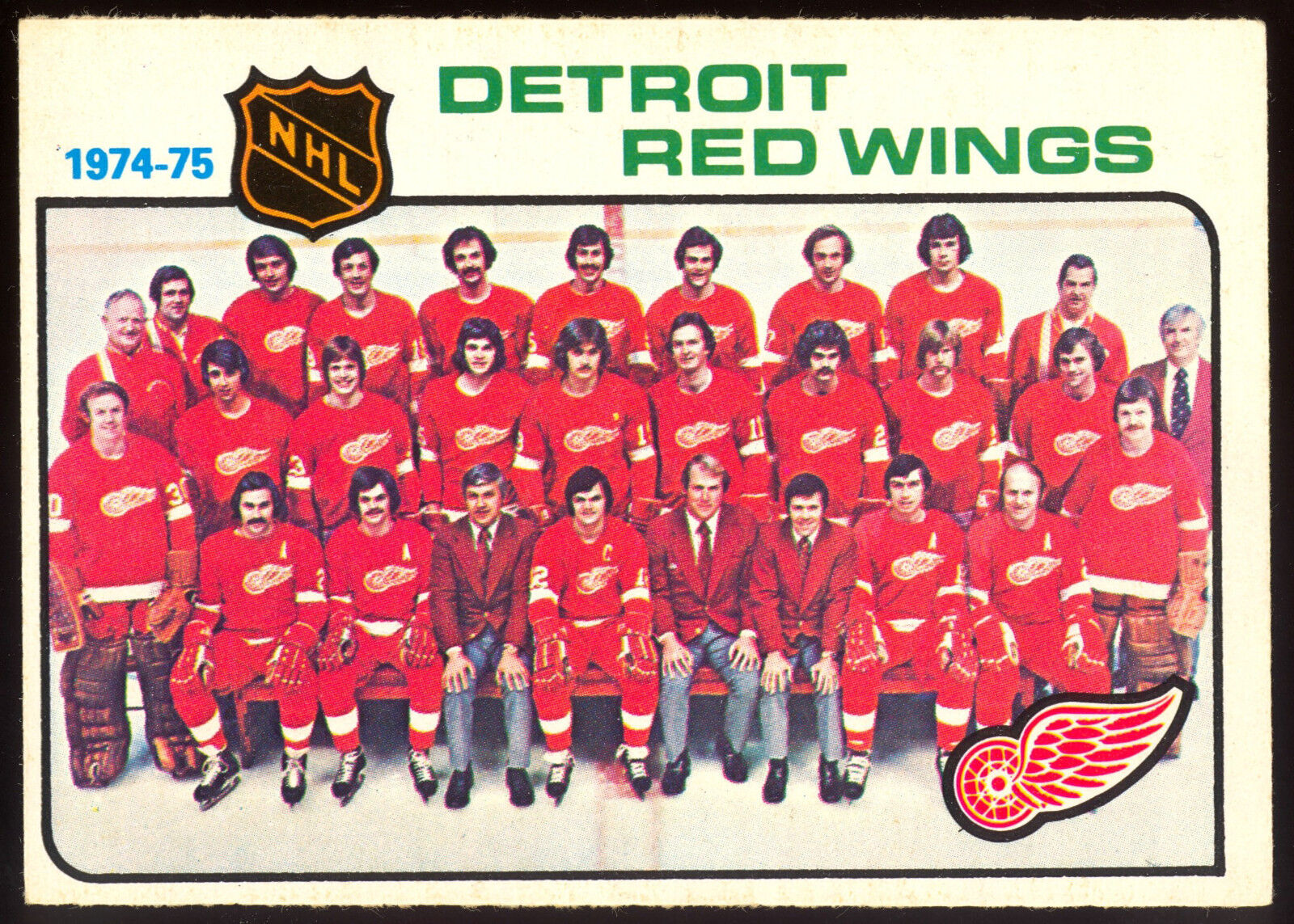 1975 76 OPC O PEE CHEE #87 DETROIT RED WINGS UNMARKED TEAM HOCKEY CARD EX-NM