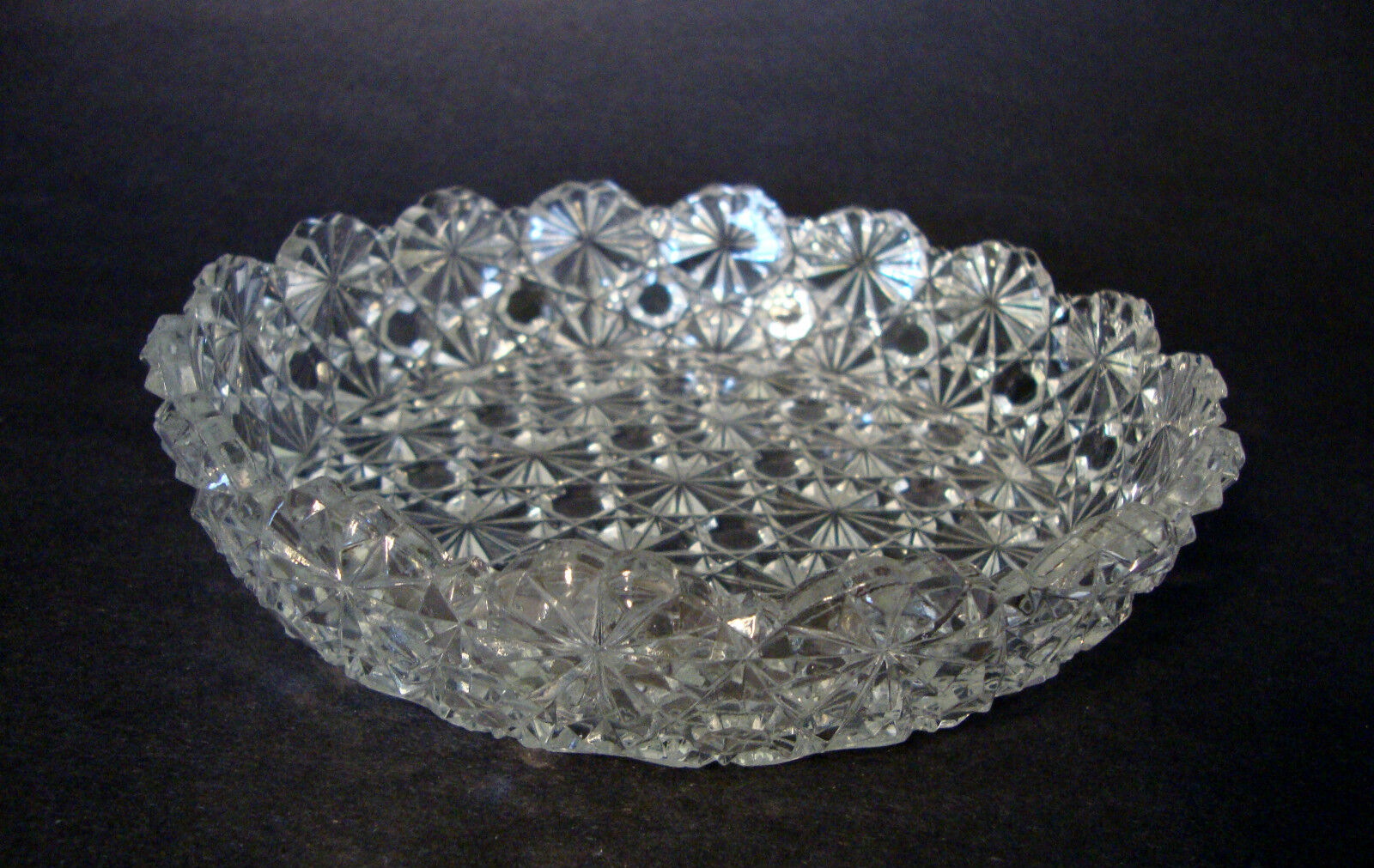 Vintage Crystal Clear Glass Bowl -Heavy Thick Glass- 7\