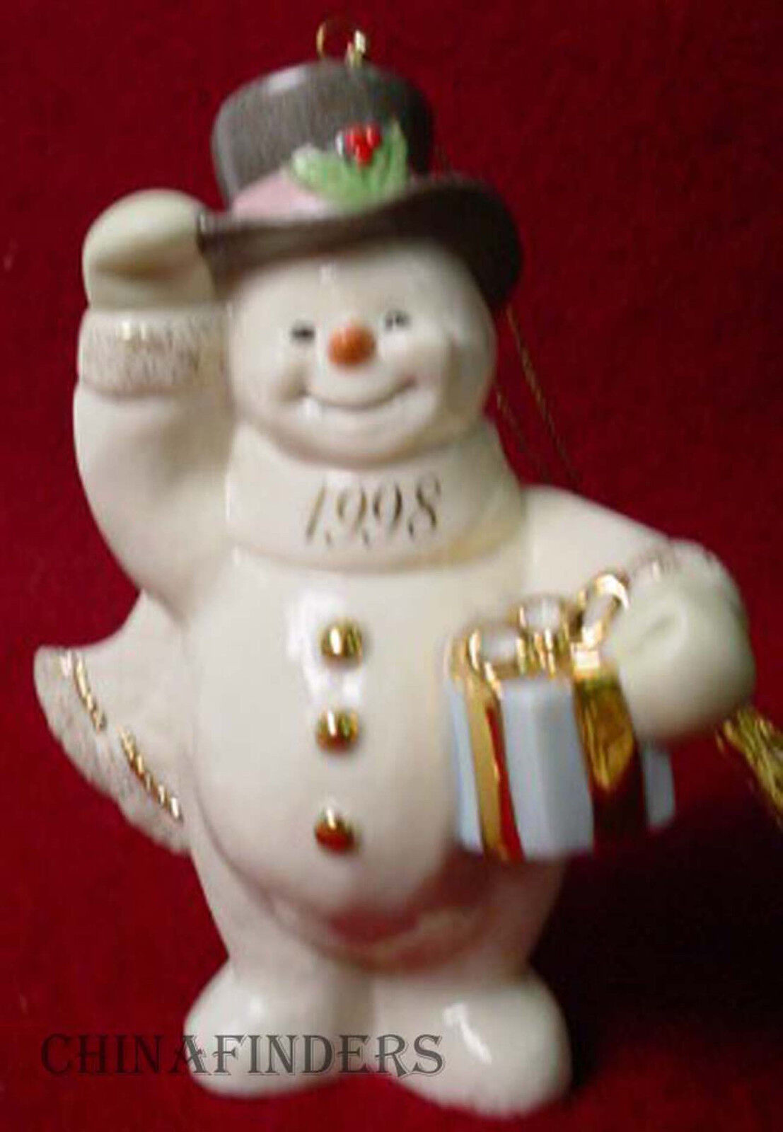 LENOX china ANNUAL SNOWMAN ORMAMENT 1998 FROSTY MORNING