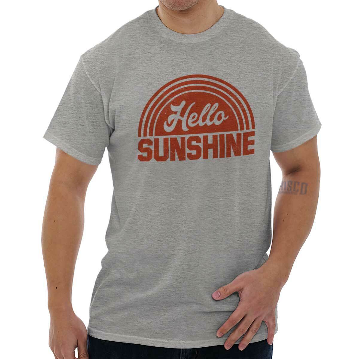 Hello Sunshine Good Vibes Cute Summer Beach Womens Graphic Crewneck T Shirt Tee