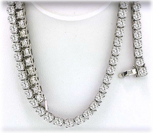 18 carat Round Brilliant Diamond Tennis Necklace 14k White Gold 98 x 0.18 ct 17\