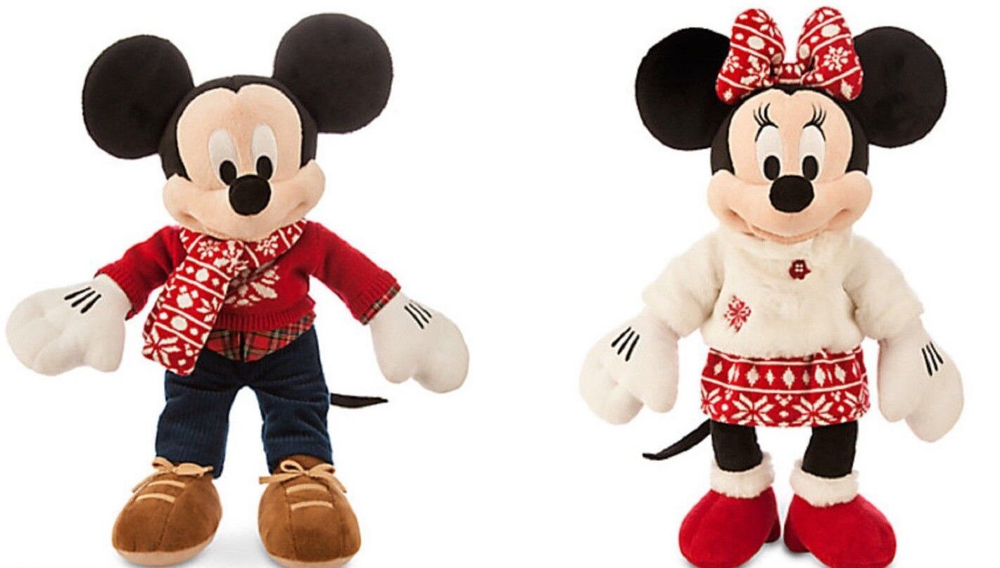 Disney Store Minnie Mickey Mouse Christmas Plush Toy Exclusive 2015 Limited New