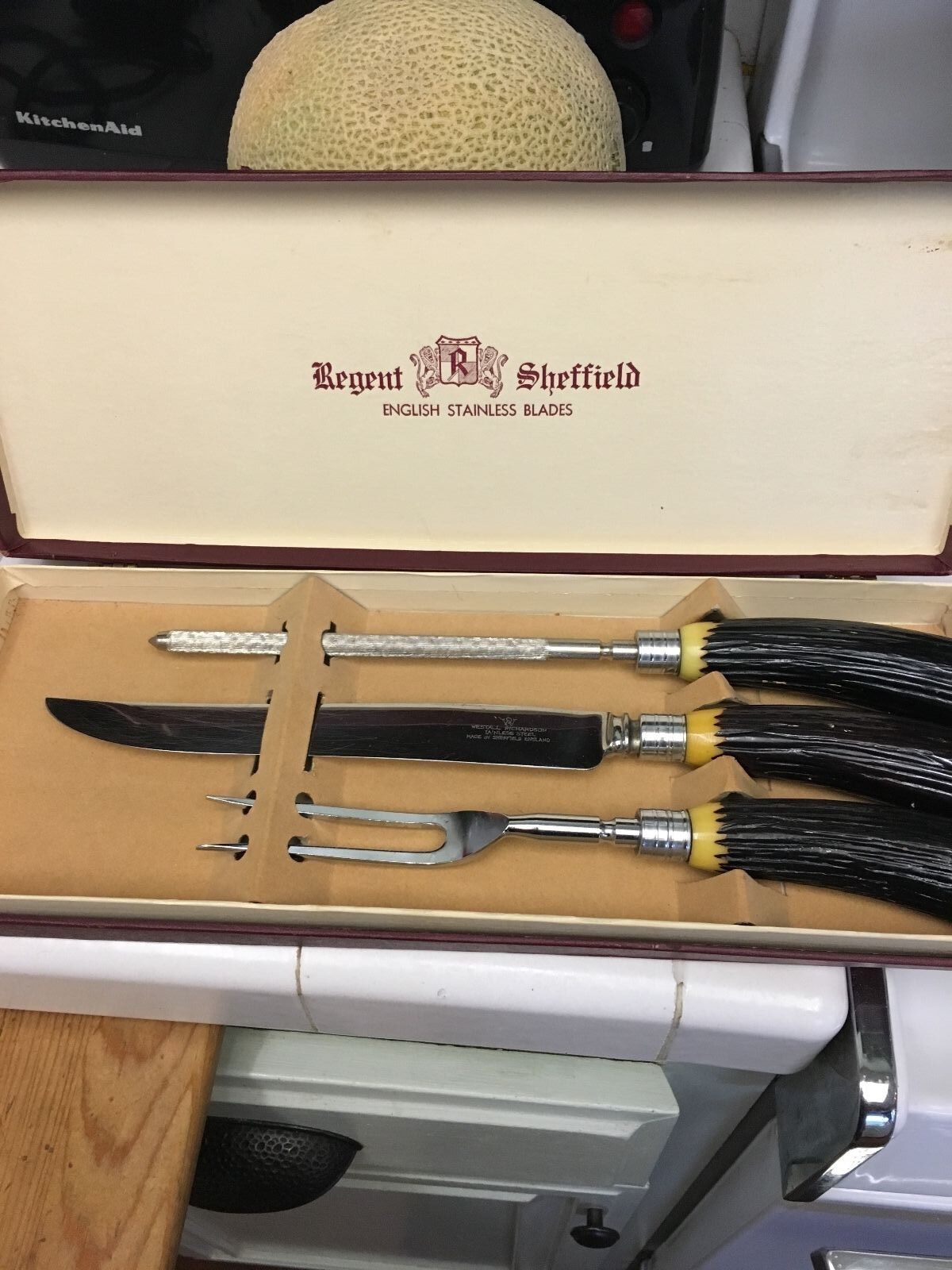 Vintage Regent Sheffield England Three Piece Carving Set Stainless