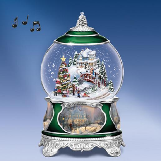 THOMAS KINKADE O Christmas Tree MUSICAL Snowglobe LIGHTS UP NEW