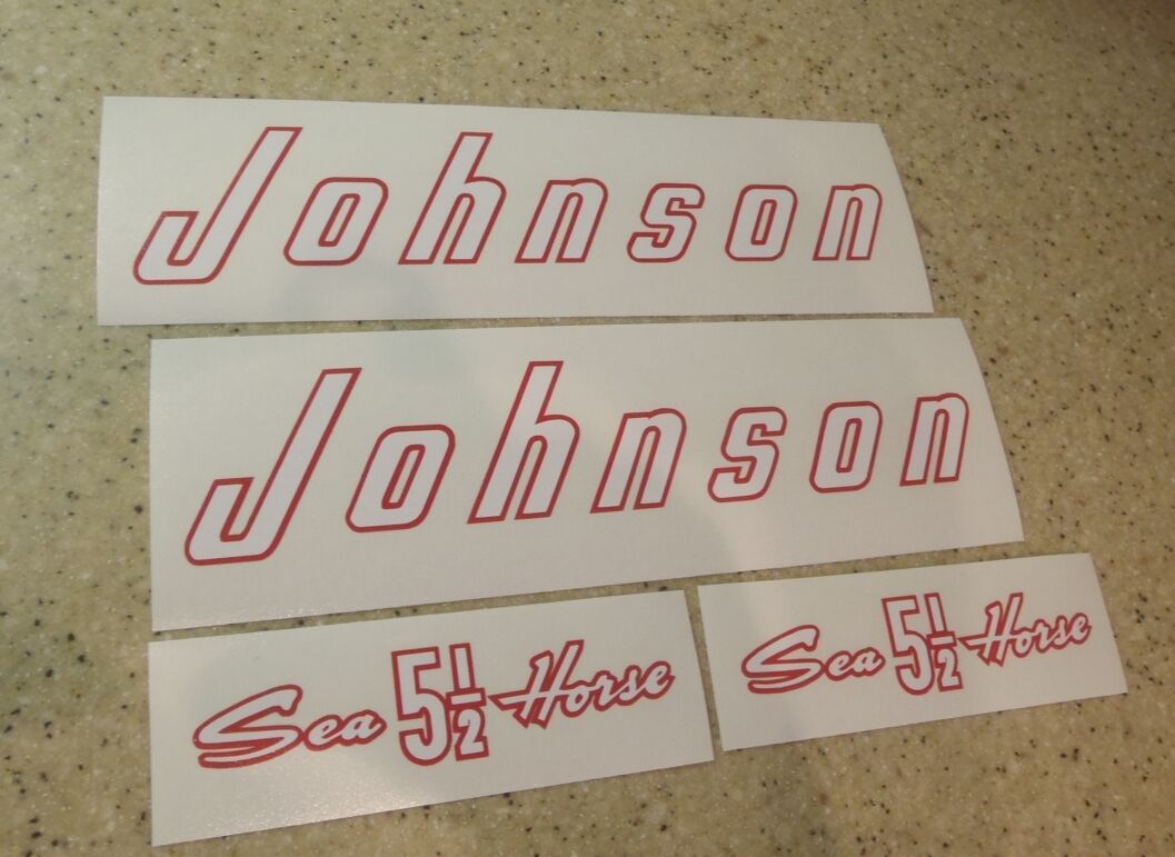 Johnson Vintage Outboard Motor 5-1/2 HP Decal Kit  + Free Fish Decal