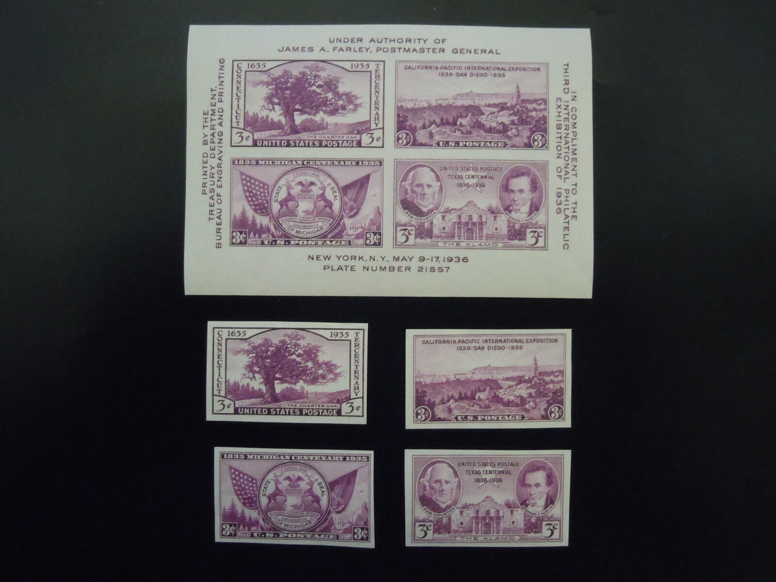 #778 & 778a-778d 3rd International Philatelic Exhibition SS with Singles  MNH OG