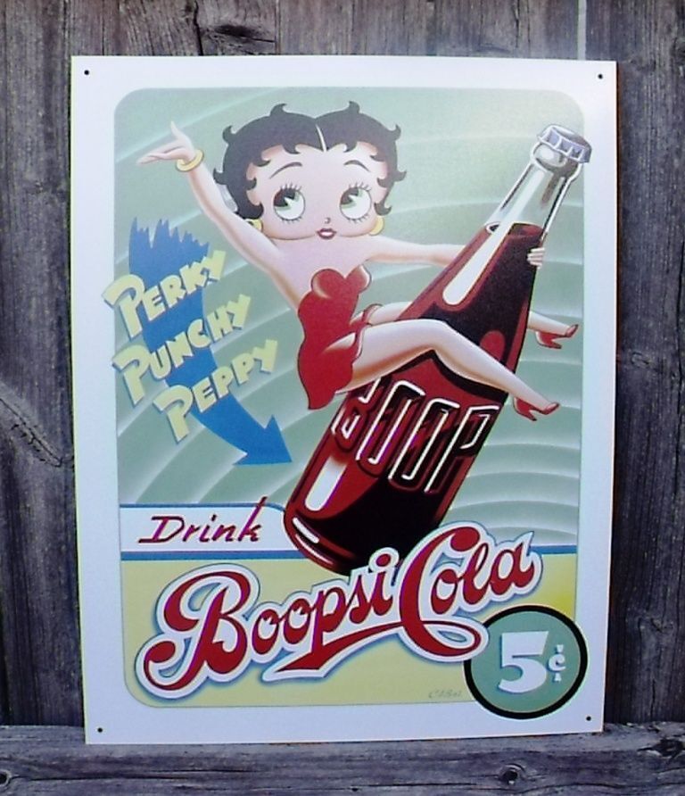 Sign Betty Boop Boopsi Coca Cola New Metal Nostalgic Collectible 12 1/2x16 Inch