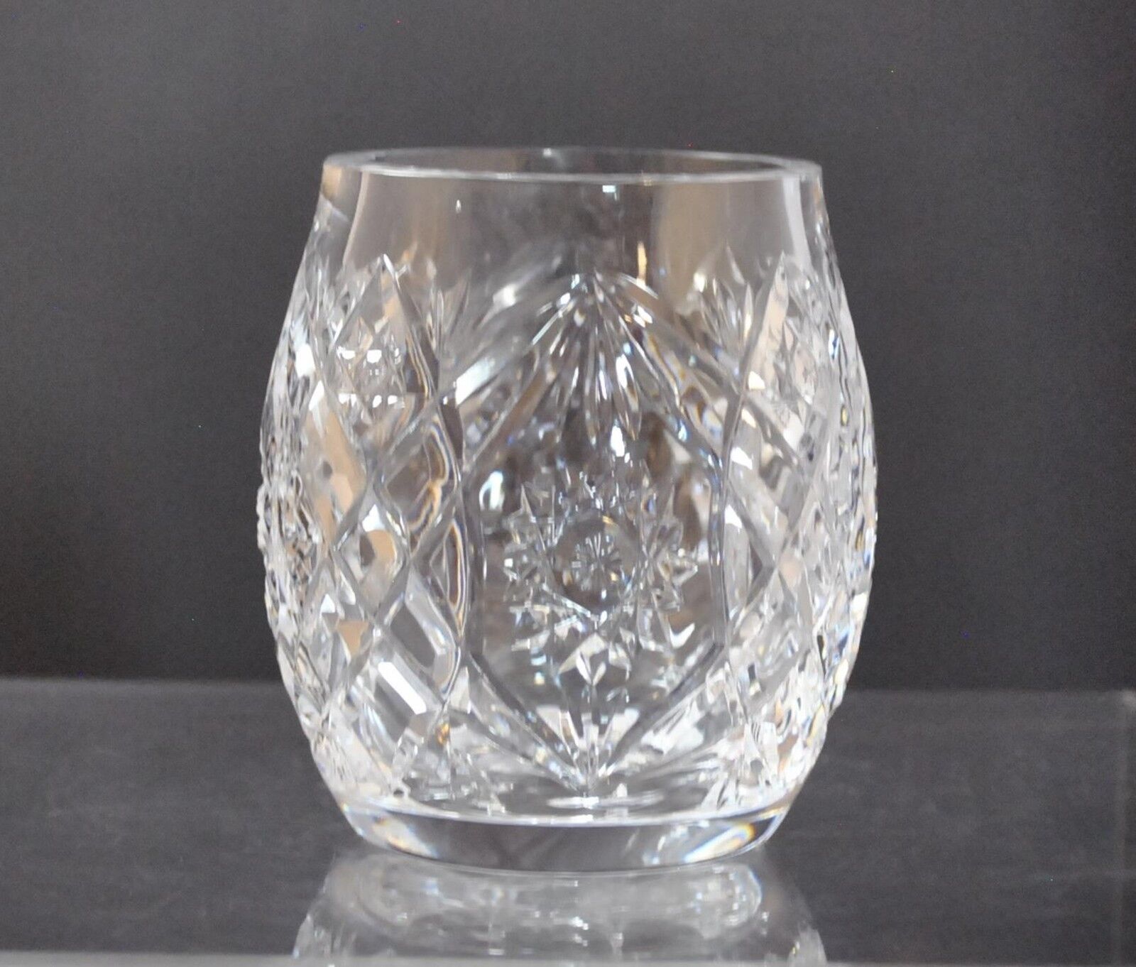 Vintage Candleholder Vase Clear Heavy Lead Crystal Star Diamond Arch 3 5/8\