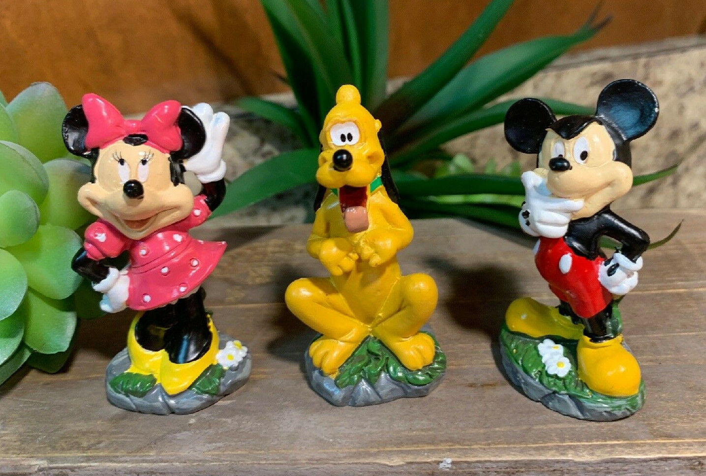 Disney Minnie, Mickey, & Pluto Miniature Statuaries Garden Fairy Figures 2.5\