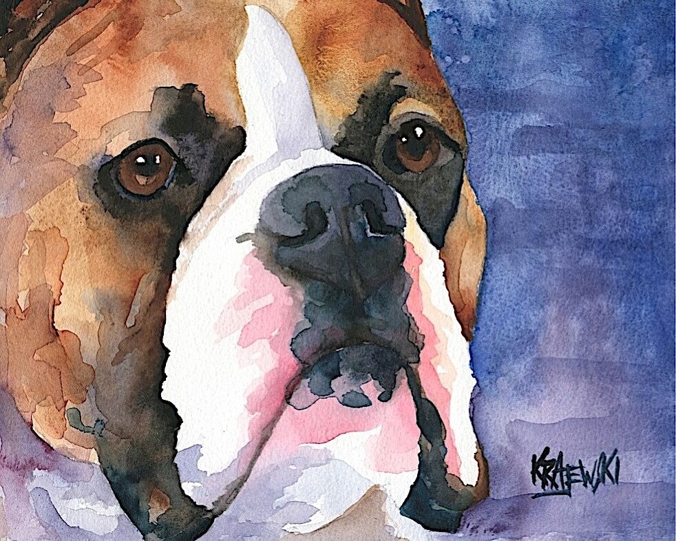 Boxer Dog 8x10 Art Print Signed by Artist Ron Krajewski 