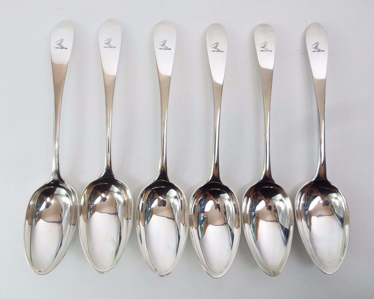 Harlequin Set of Six Spoons Scottish Sterling Silver Celtic Point Scotland c1790
