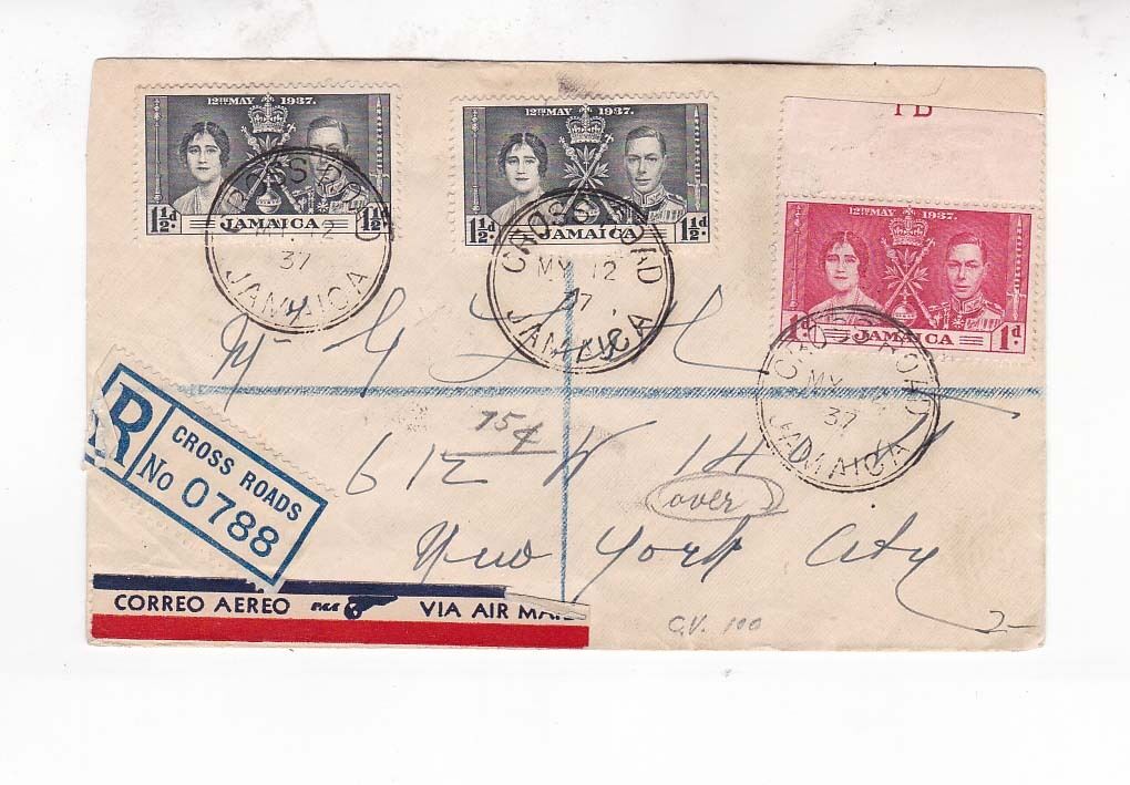 1937 SG 118/20 + 120 x 3 on Registered FDC to US     e149