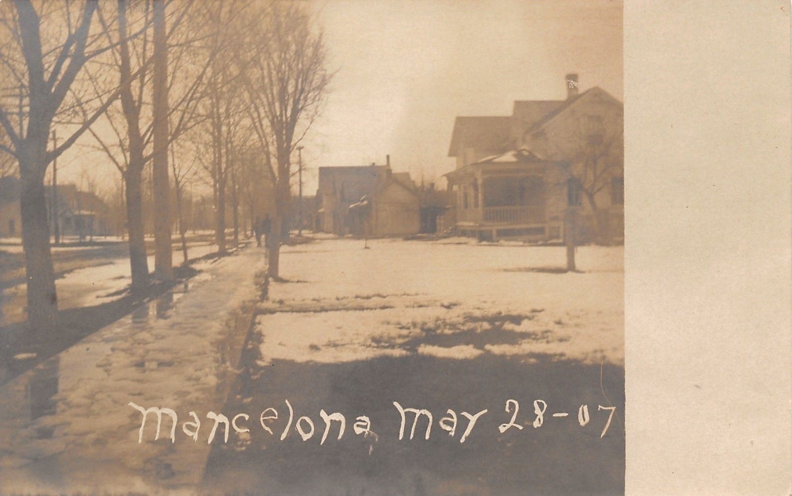 Mancelona MI Spring Thaw of Snow Makes Slush~Homes on Street~May/1907 RPPC
