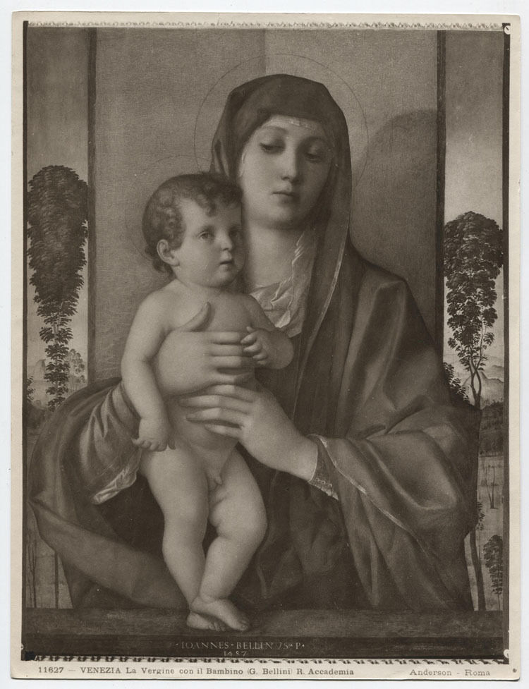 VINTAGE PHOTO OF VIRGIN AND CHILD OF PAINTING BY BELLINI, ROME, ITALY.