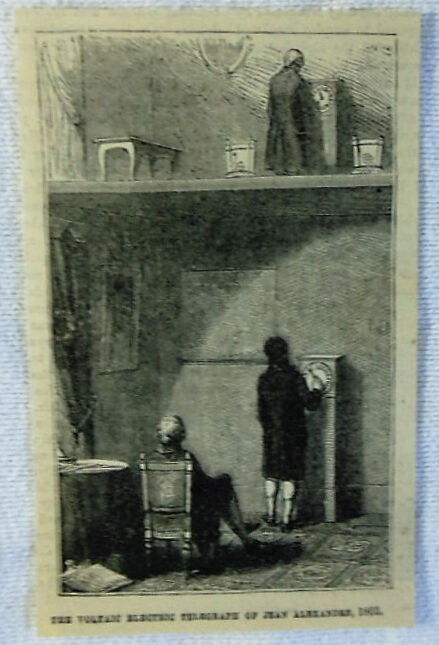 small 1878 magazine engraving ~ VOLTAIC ELECTRIC TELEGRAPH, Jean Alexandre
