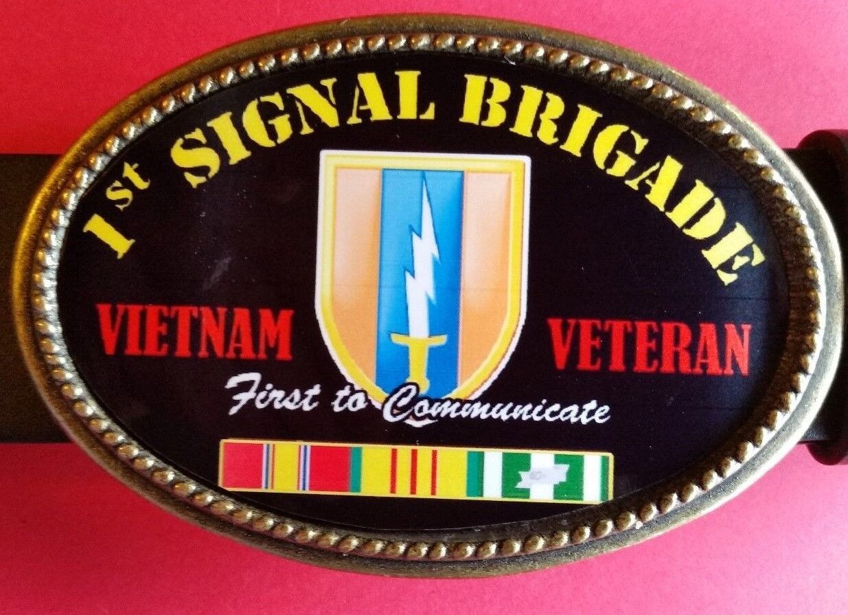 Vietnam Veteran -1st SIGNAL BRIGADE- Epoxy Belt Buckle -NEW