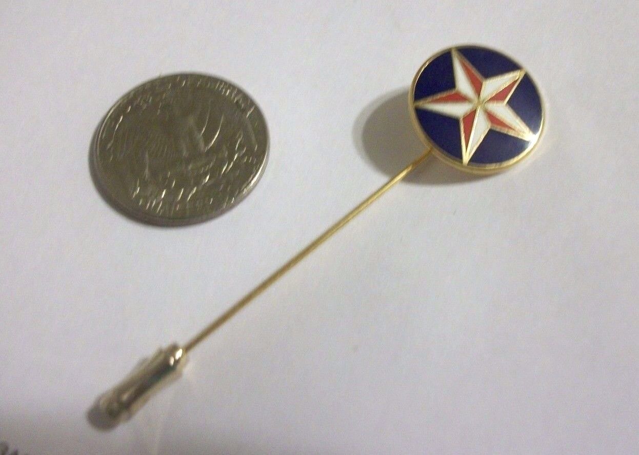 VTG  Gold tone  QUILTERS STAR  Enamel  STICK PIN  2 1/2\