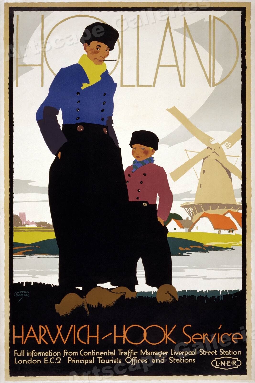 1920s Holland Harwich - Hook LNER Service Classic Train Travel Poster - 16x24