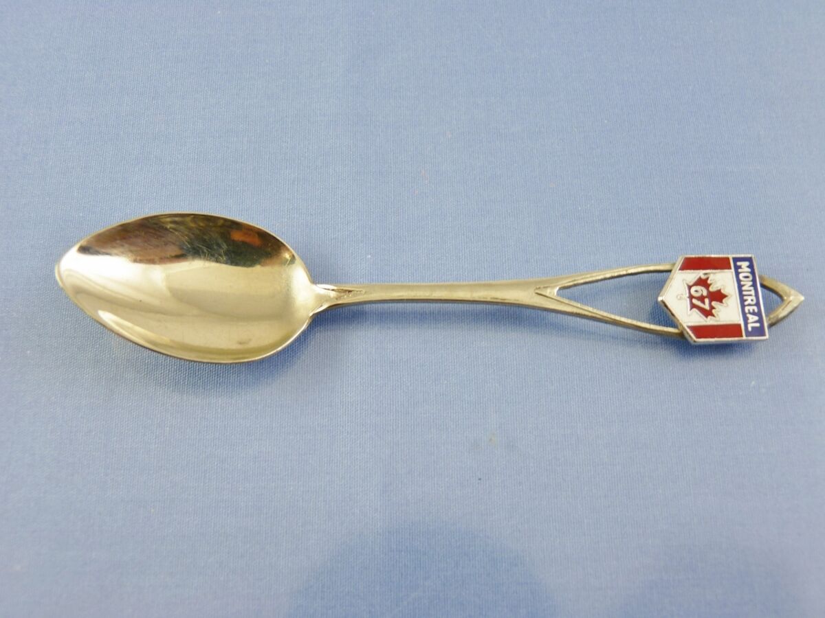 STAINLESS & ENAMEL  SOUVENIR SPOON  MONTREAL BY B.M. CO CANADA