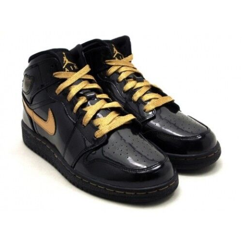 New Nike Girls Air Jordan Retro 1 Phat GS 364781-001 3.5 to 7 Black/Gold