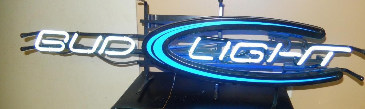 BAR SUPPLIES- BUD LIGHT  LONG NEON LIGHTED SIGN- EXC-  W60