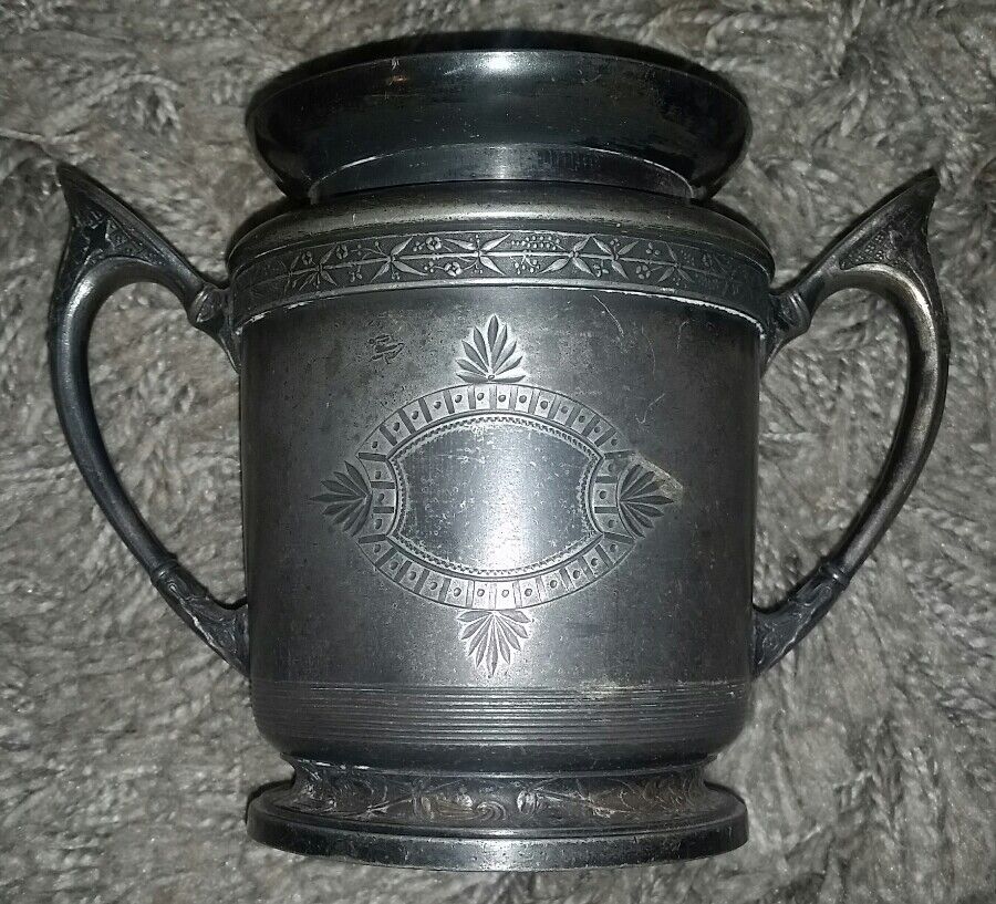 VINTAGE Derby CT Silver Co Quadruple Plate~Dbl Handled Container~Urn~Vase~ 1603