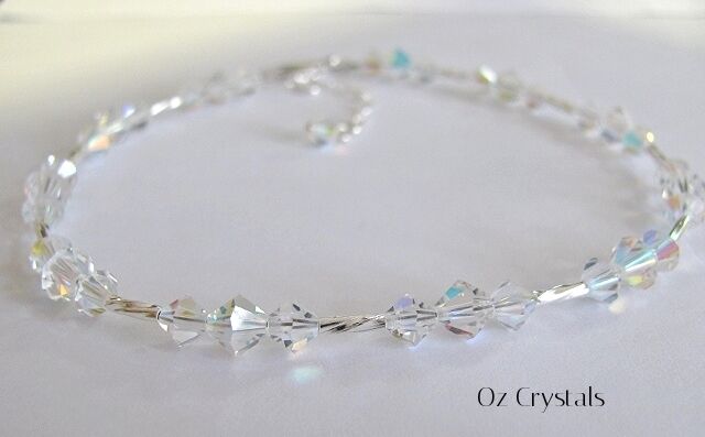 Anklet made with Swarovski Crystal, Liquid Silver Tubes & Sterling Silver 