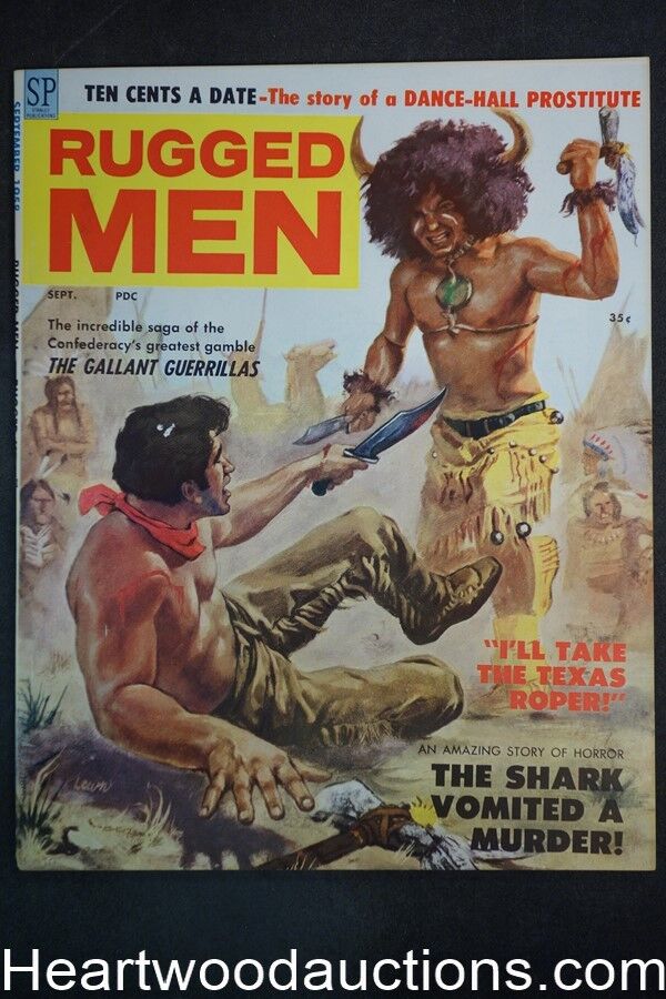 Rugged Men Sep 1958 Ted Lewin Indian assult Cvr,Civil War story, Sid Shores - Hi