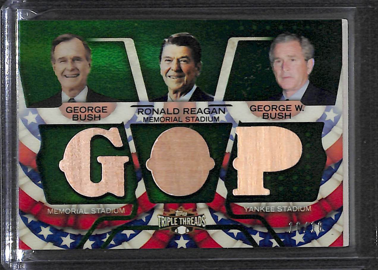 2008 Topps Triple Threads Triple Relic GOP Combo Bush Reagan Bush No 16 of 18