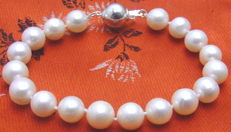 6-7mm AAA Round Natural FW White Pearl Bracelet for Women Jewelry Silver Clasp