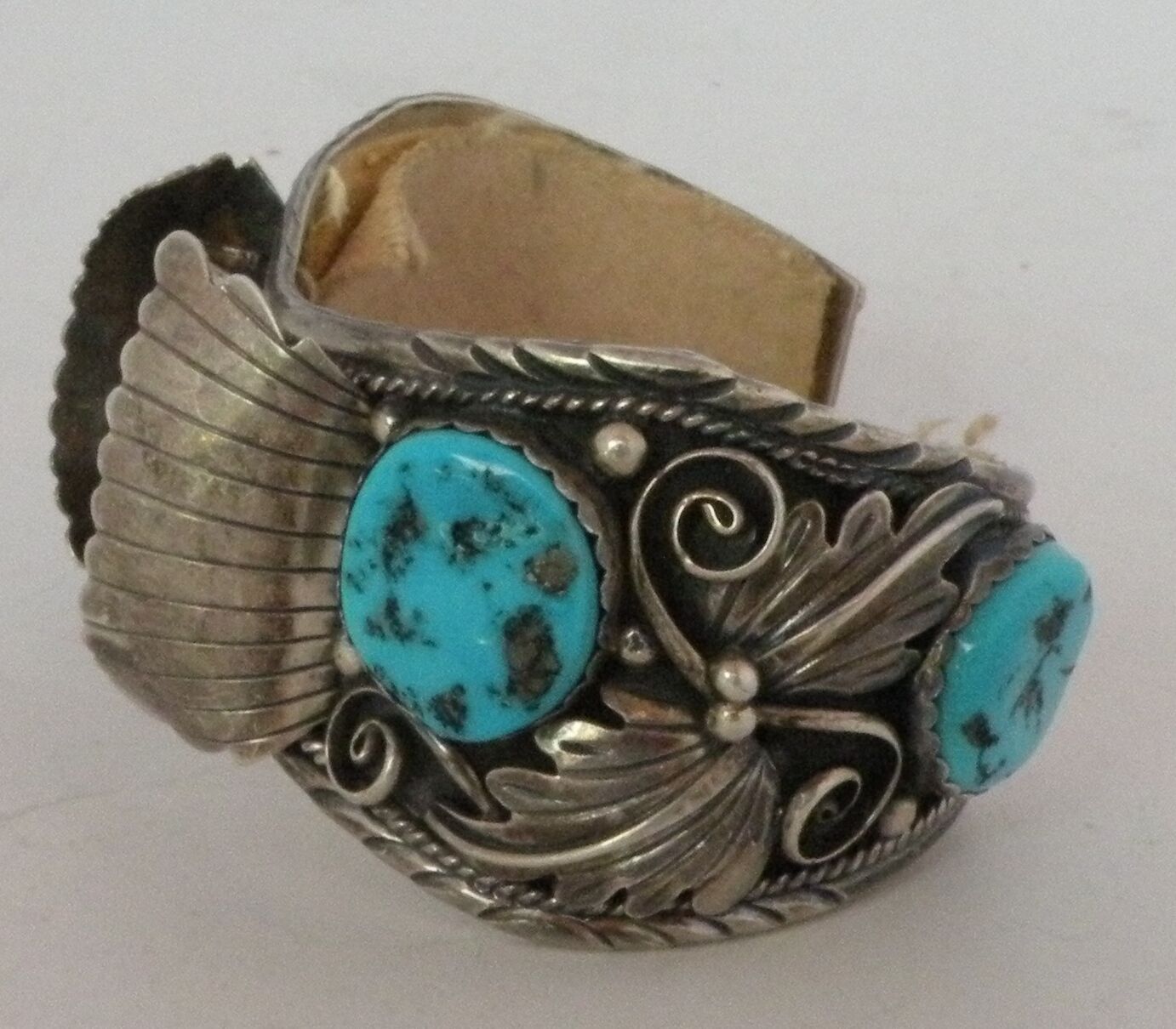 Navajo sterling & Turquoise heavy & huge cuff bracelet watch band by Mary Tsosie