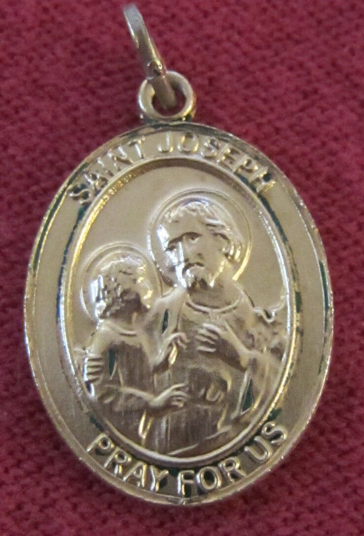Vintage Catholic Religious Holy Medal - 12KT GF BLISS - Saint Joseph - Gold Tone