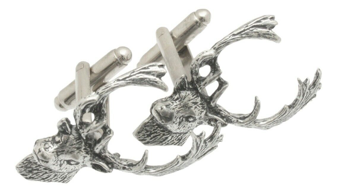 Fallow Head Pewter Cufflinks Gift Boxed Mens Wedding Jewellery CL 124