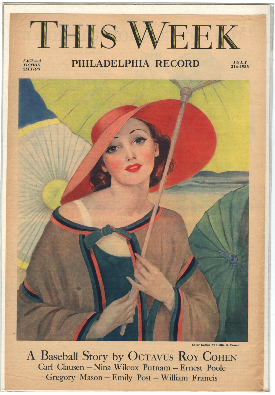 Rare Orig VTG 1935 This Week Hallie C Frazer Ladies Beach Cover Only Art Print