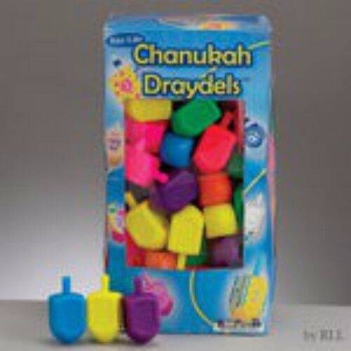 Colored plastic Hanukkah dreidels - medium-size, $1 each