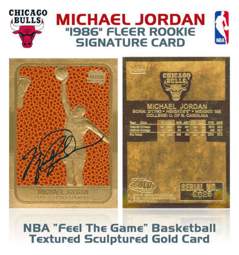 1996 97 NBA 23K GOLD CARD MICHAEL JORDAN 1986 Fleer Rookie Repint Autograph Sign