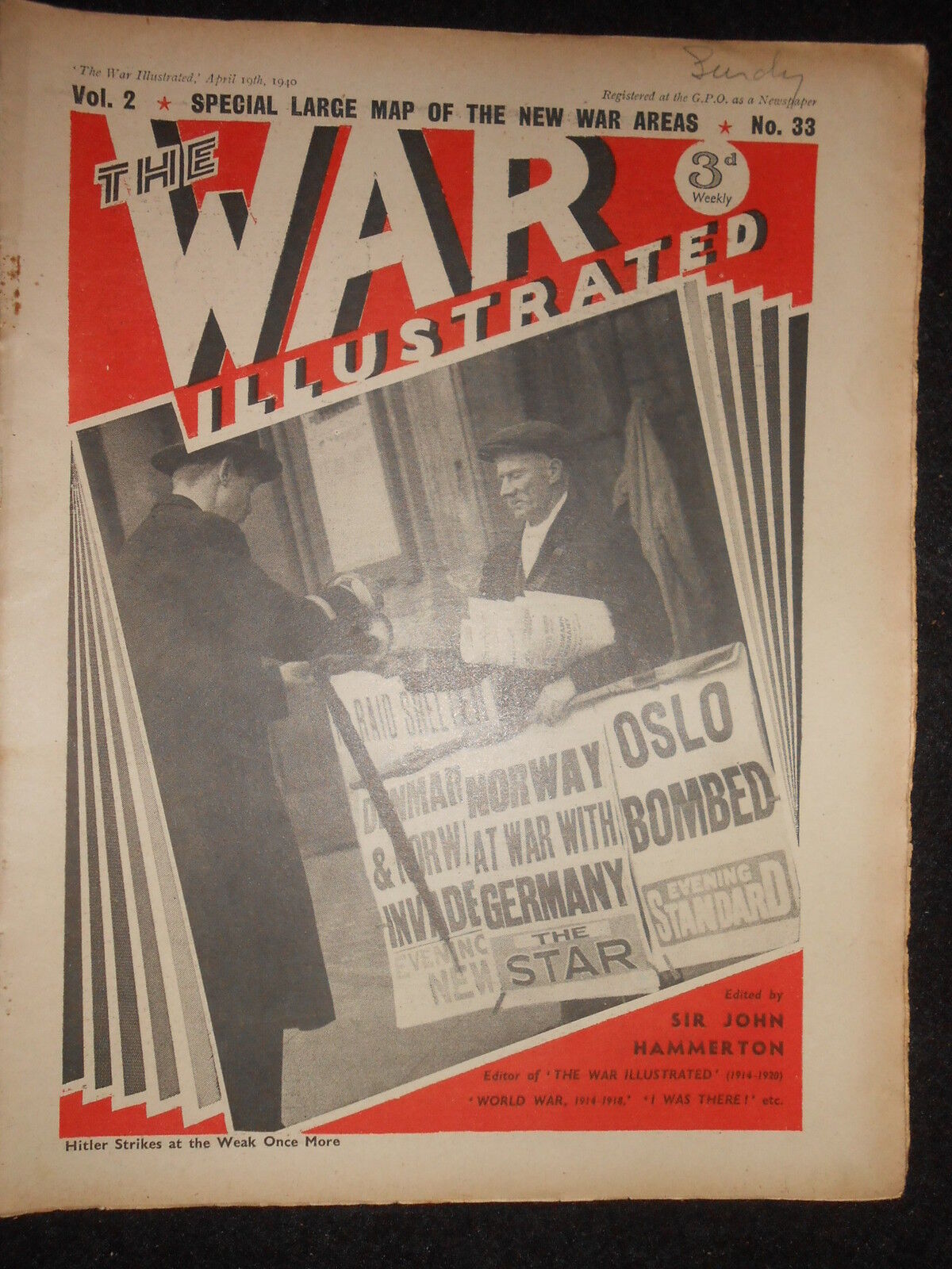 THE WAR ILLUSTRATED; Vintage WWII Magazine - Volume 2, No 33 - April 19th 1940