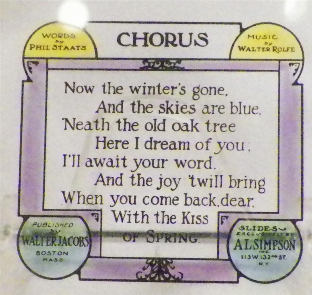 Vintage Glass Slide Chorus Song Lyrics Color Scarce Late 1800s-1900s AS IS
