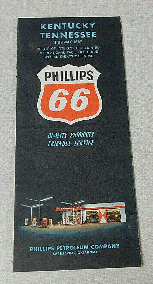 1962 Phillips 66 gas station map of Kentucky and Tennessee